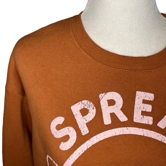 NWOT SMILEY WORLD Spread Kindness Orange Smiley Face‎ Cropped Sweatshirt Size S - Picture 4 of 10